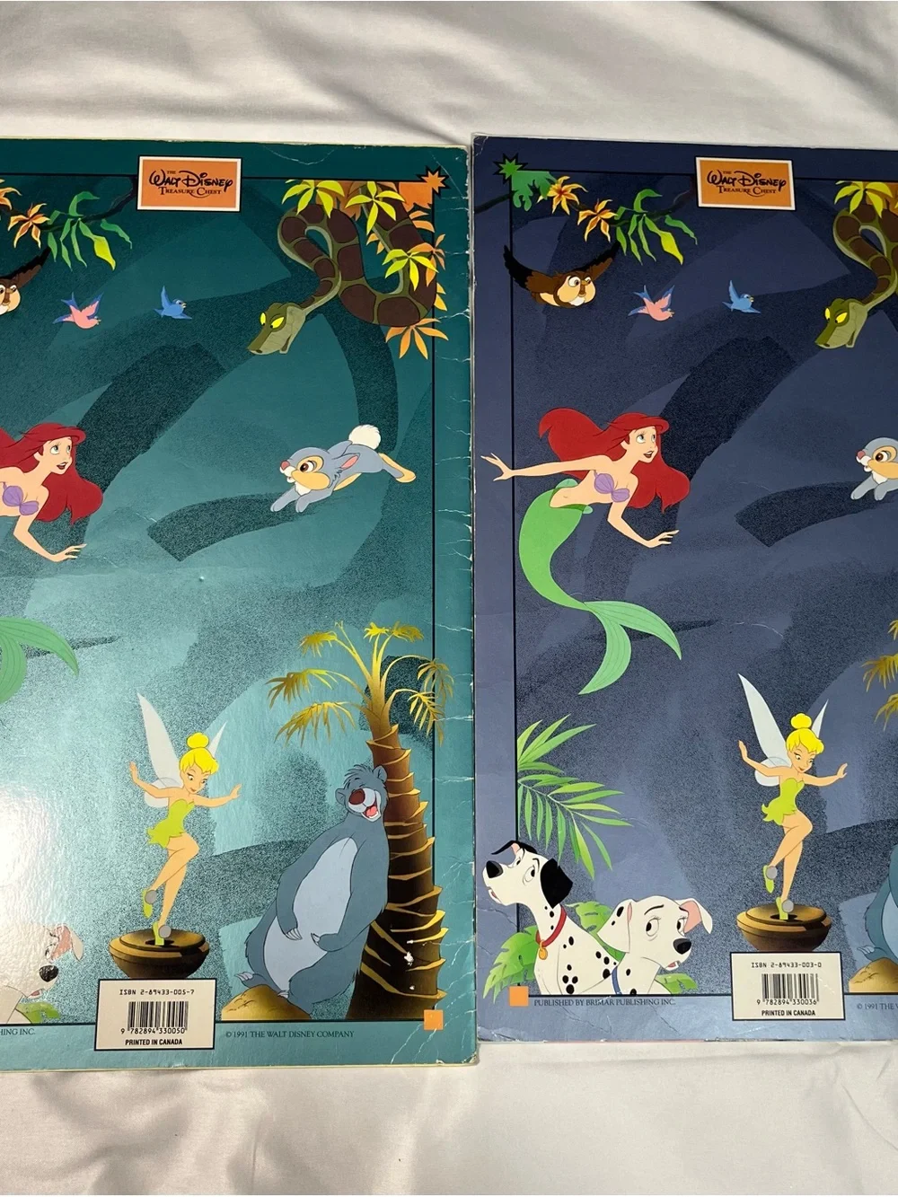 Vintage 1991 Disney Treasure Chest Jumbo Book Lot 4 Bambi Peter Mermaid Jungle